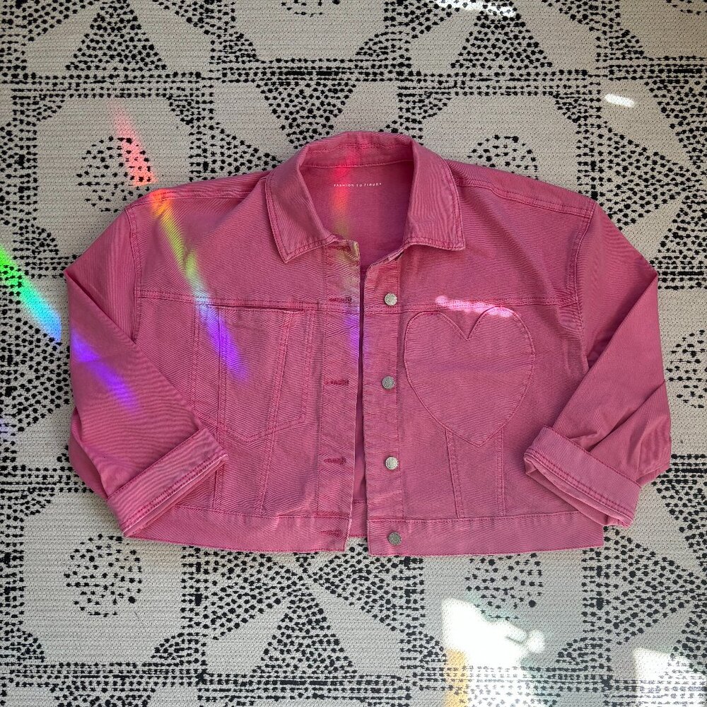Plus Sized Pink Denim Jacket